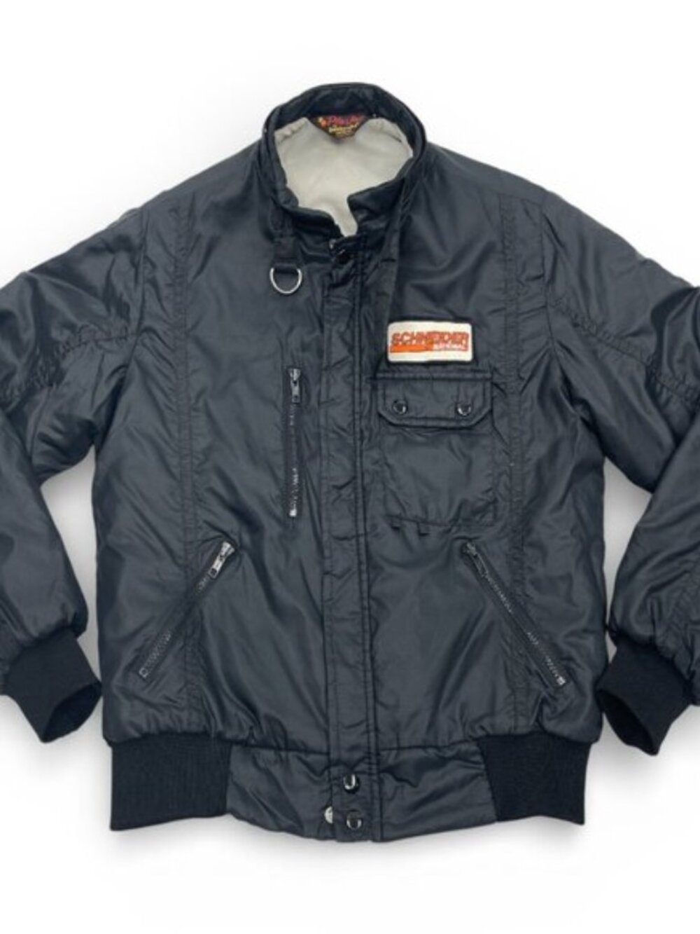 Vintage 1980's Pla-Jac Schneider  National Racing Bomber Trucker Jacket Men's 42